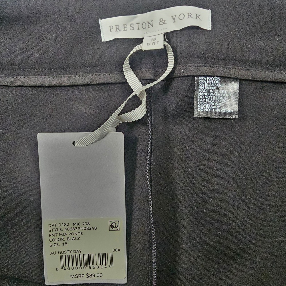 Preston & York 18 Black Mia Ponte Pants Au-Gusty Day Dress Pant Slacks NWT 1534 - Picture 8 of 8